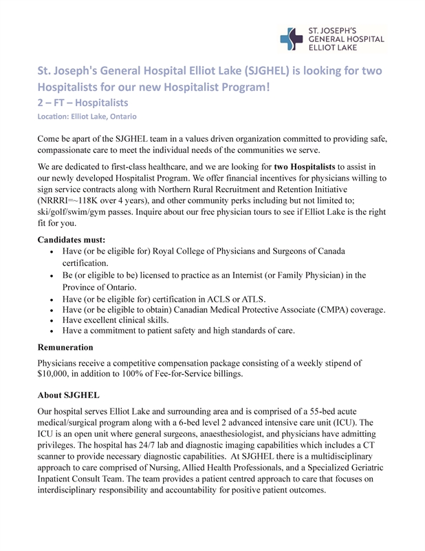 Hospitalist opening